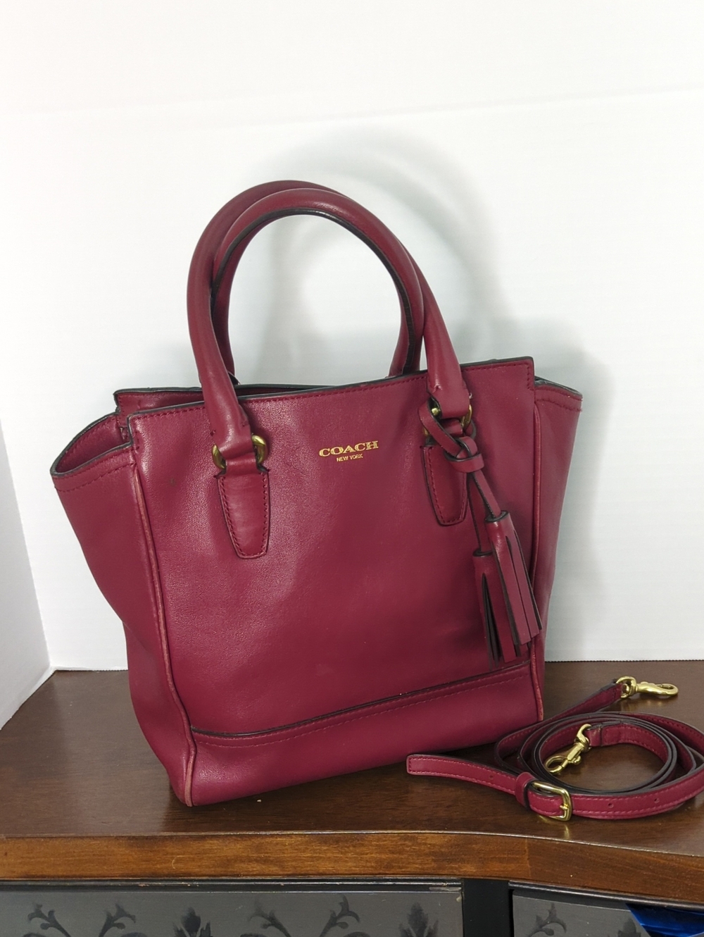 Coach Legacy Mini Tanner Luxurious Glovetanned Dark Red Satchel